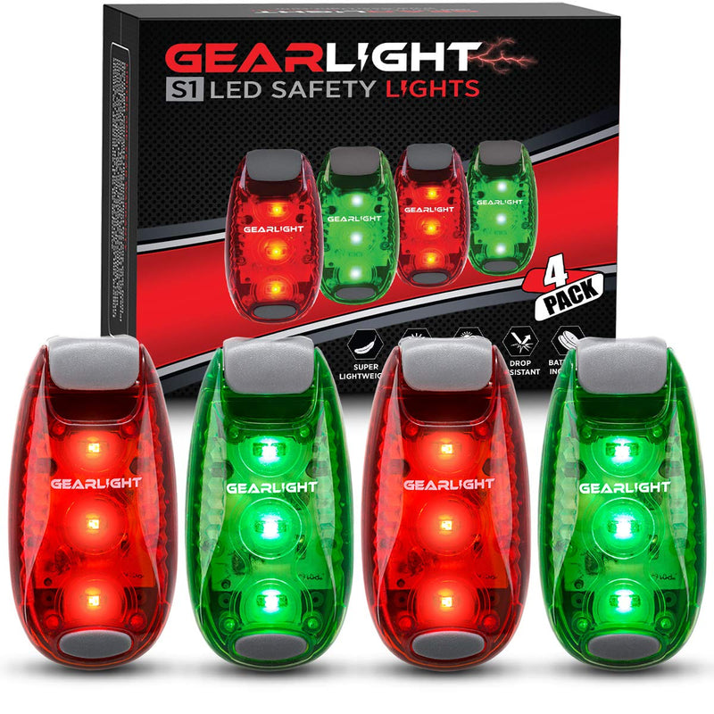 [Australia - AusPower] - GearLight S1 LED Safety Lights [4 Pack] for Boat, Kayak, Bike, Dog Collar, Stroller, Runners and Night Running - Clip On, Strobe, Warning, Flashing, Blinking, Reflective Light Accessories 