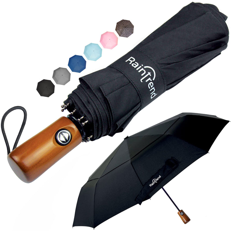 [Australia - AusPower] - NEW Premium Large Windproof Double Canopy Umbrella for Rain - Travel Umbrella - Compact Automatic Umbrella - Folding Umbrella for Backpack - Portable Umbrella Auto - Oversized Umbrella Black Umbrella for Men and Women - Mens Umbrella Compact 