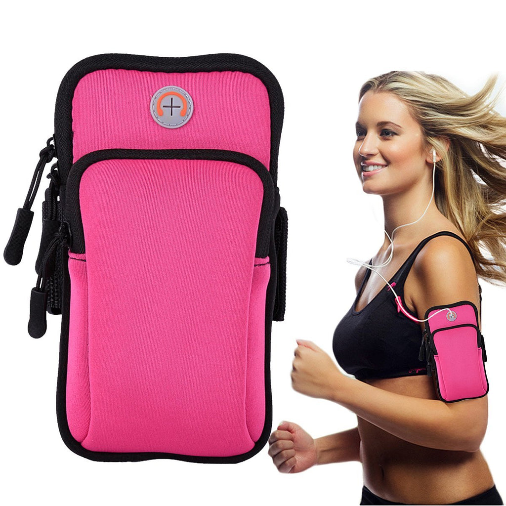 [Australia - AusPower] - Lakem Phone Armband Running Armbag Sweatproof Sports Armband Arm Bag Gym Fitness Cell Phone Bag Key Holder for iPhone X 8 7 6 6S Plus, Galaxy S9 Plus S9 S8 S7 (Pink) Pink 