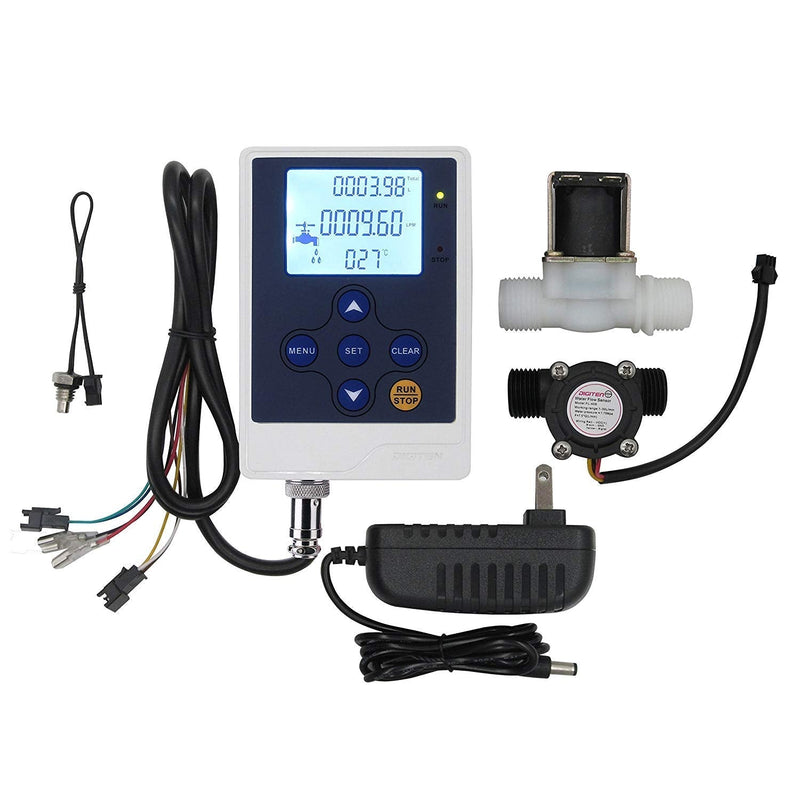 [Australia - AusPower] - DIGITEN Water Flow Control LCD Display+1/2"Flow Sensor Meter+1/2"Solenoid Valve+12V Power 