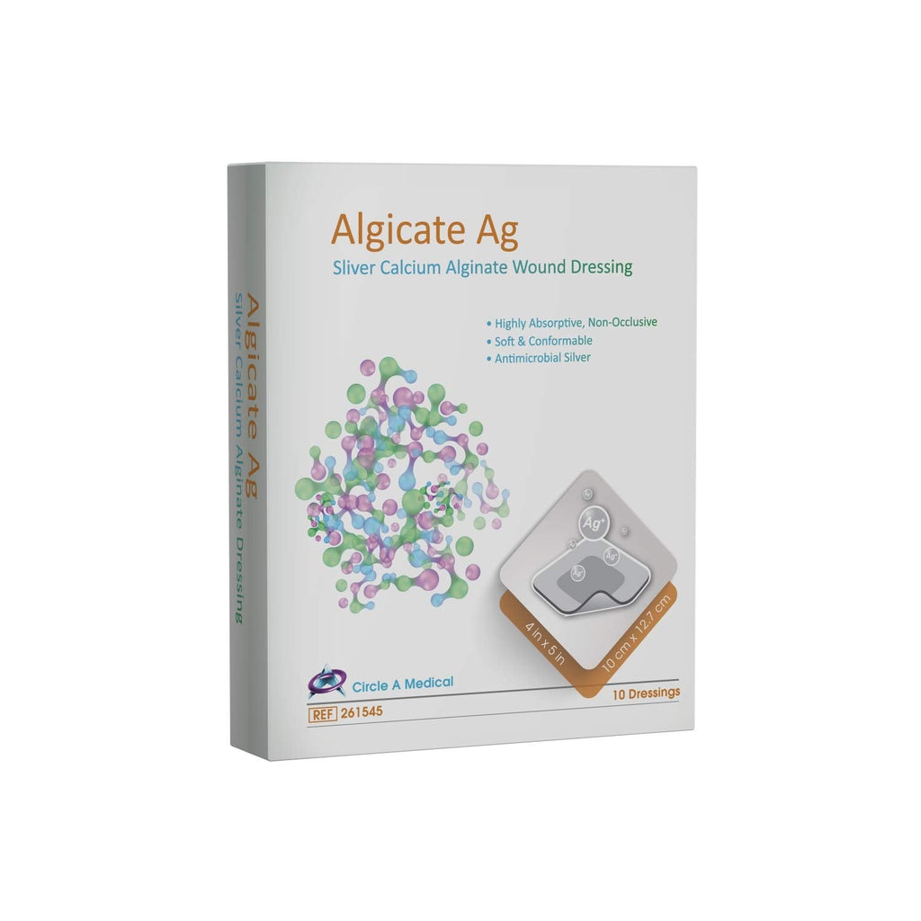 [Australia - AusPower] - Algicate Ag Silver Calcium Alginate Wound Dressing Gauze Pads Sterile, 4" x 5" (Box of 10) 