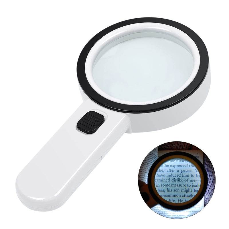 [Australia - AusPower] - AIXPI Magnifying Glass with Light, 30X Handheld Large Magnifying Glass 12 LED Illuminated Lighted Magnifier for Macular Degeneration Seniors Reading Inspection Coins Jewelry 