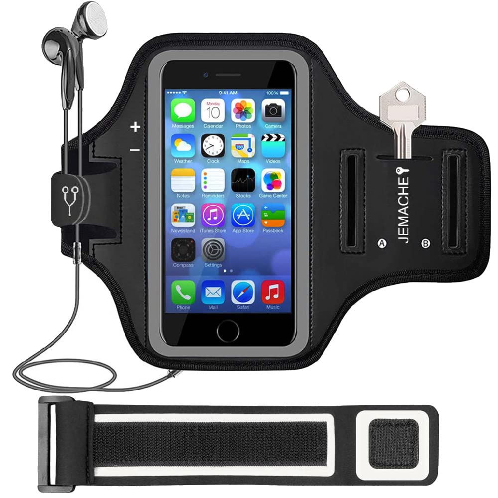[Australia - AusPower] - iPhone SE (2016) 5S 5 Armband, JEMACHE Gym Running Exercise Workout Sport Arm Band Case for iPhone 5 5S SE (4.0") with Card Holder (Black) 