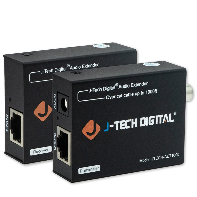 [Australia - AusPower] - Digital Audio Extender Converter for Optical/Coaxial Audio Over Single Cat5e/6 Cable (PoC) up to 990 (300m) for Dolby Digital, DTS 5.1, DTS-HD, PCM by J-Tech Digital [JTECH-AET1000] 990 FT 