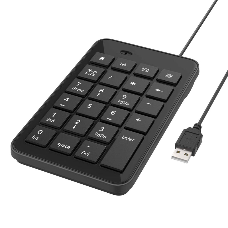 [Australia - AusPower] - MoKo Numeric Keypad Wired, Portable USB Numpad 23 Keys Full-Size Keyboard Ultra Slim Mini Number Pad, Ergonomic Number Keyboard Extensions for Laptop, Desktop, MacBook, PC, Notebook, Computer - Black 