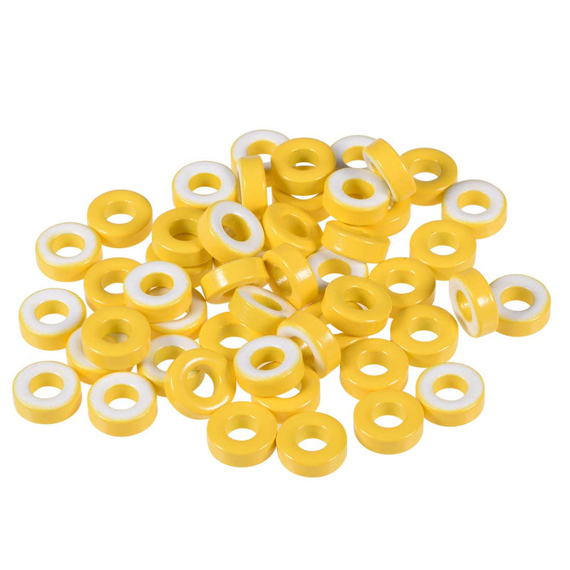 [Australia - AusPower] - uxcell 50pcs 5.5 x 11.6 x 4.4mm Ferrite Chokes Ring Iron Powder Toroid Cores Yellow White 