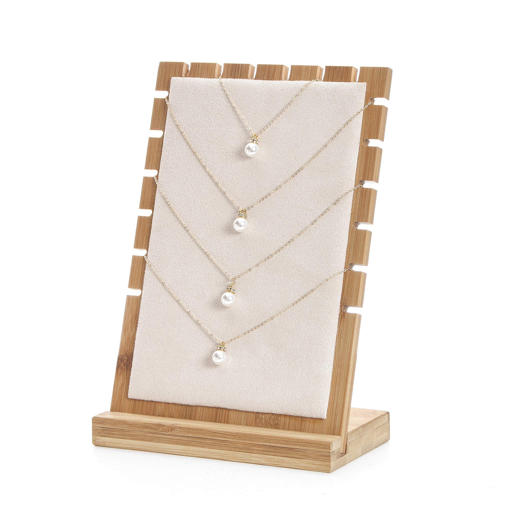 [Australia - AusPower] - BOCAR Bamboo Jewelry Display Stand Showcase for Pendant Necklace 1 beige 