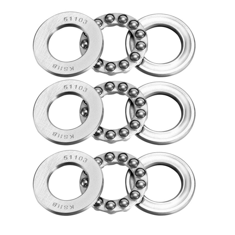 [Australia - AusPower] - uxcell 51103 Thrust Ball Bearings 17mm x 30mm x 9mm Chrome Steel ABEC3 Single Row Roller 3pcs 17mmx30mmx9mm 