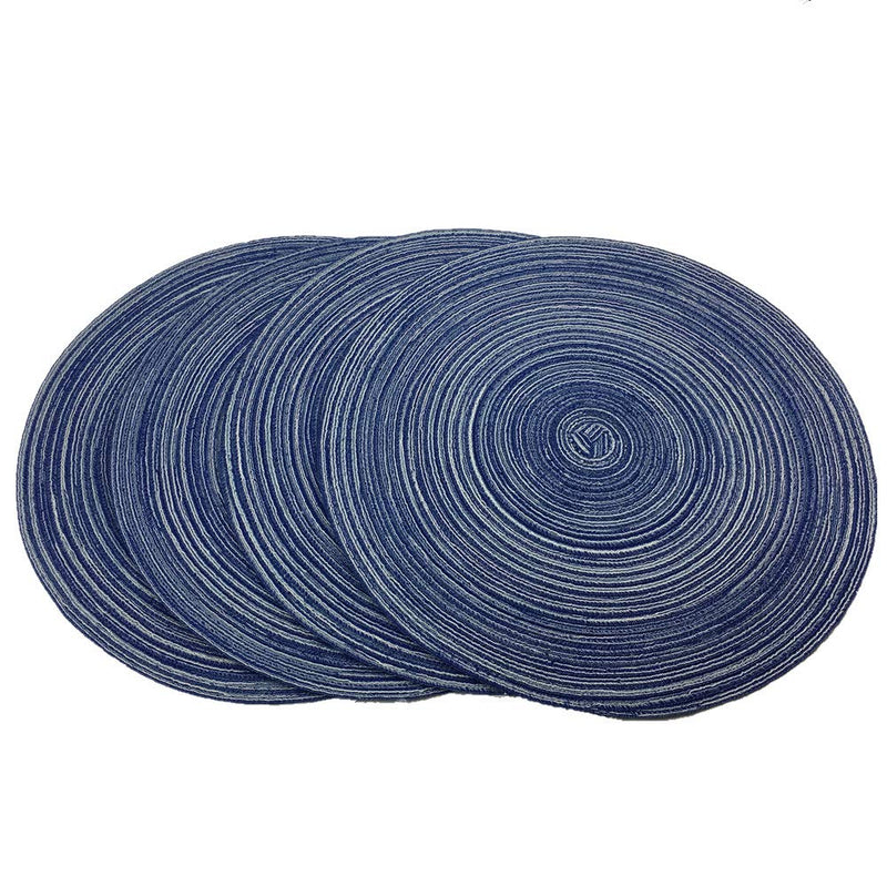 [Australia - AusPower] - WAZAIGUR Red-A，Placemats,Round Placemats for Dining Table Set of 4 Woven Heat Resistant Non-Slip Kitchen Table Mats Diameter 14 inch(Blue) Blue 