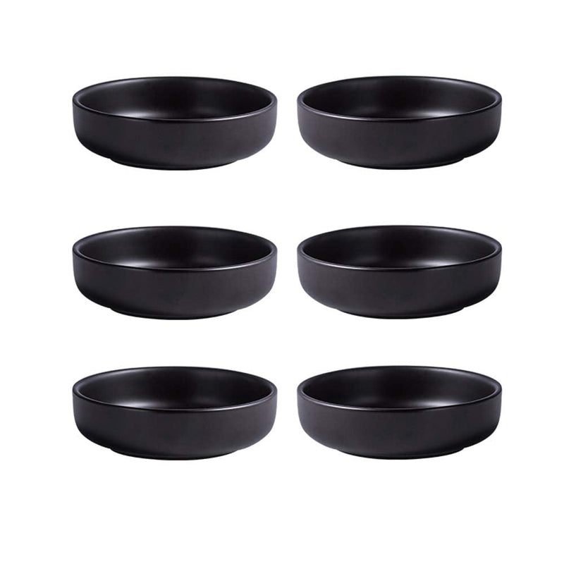 [Australia - AusPower] - Colias Wing 3.5 Inch Simple Style Single Color Pattern Stylish Design Multipurpose Porcelain Side Dish Bowl Seasoning Dishes Soy Dipping Sauce Dishes-Set of 6 6 PACK Black 
