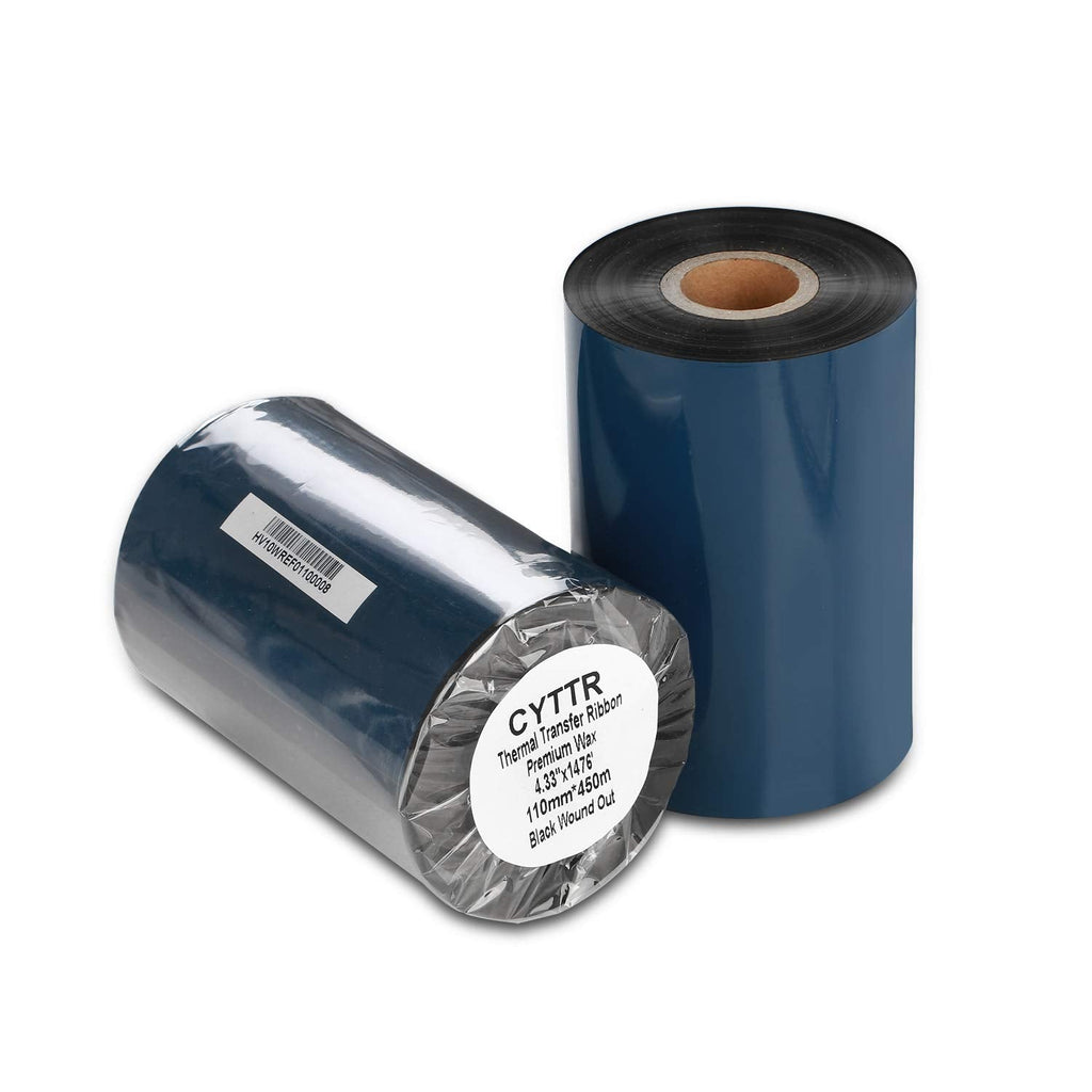 [Australia - AusPower] - CYTTR Thermal Transfer Ribbon - Premium Wax Printer Ribbon 1"Core Ink Out- 1 Roll (4.33" x 1476') 110mm450m for Zebra ZT410,ZT420,ZT610,105SL,110*i4,140*i4,zt230,Godex ez2300,Citizen s700 