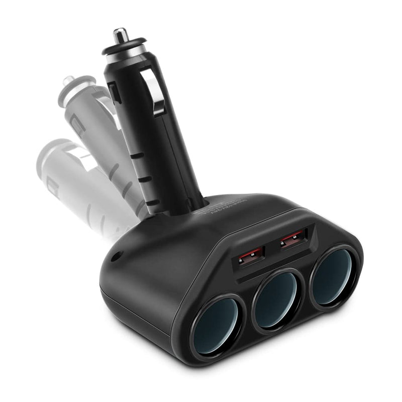 [Australia - AusPower] - Rocketek 3-Socket 2-Port USB Quick Charge 3.0 Car Charger Splitter Adapter,120W 12V/24V DC Outlet Multi Socket Car Cigarette Lighter Splitter QC3.0 Dual Car Charger Power Outlet Splitter Extender 