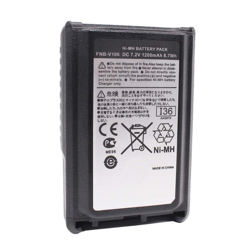 [Australia - AusPower] - FNB-V106 1200mAh 7.2V Replacement Ni-Mh Battery Pack Compatible for Yaesu Vertex Standard VX-230 VX-231 VX-231L VX228, Two Way Radio Rechargeable Battery Pack 