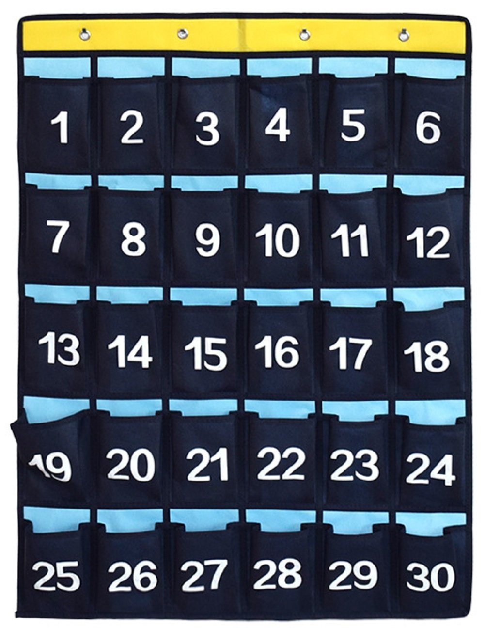 [Australia - AusPower] - ANIZER Numbered Pocket Chart Over Door Hanging Classroom Organizer for Cell Phones Calculators Holders Blue (30 Pockets) 30 Pockets 