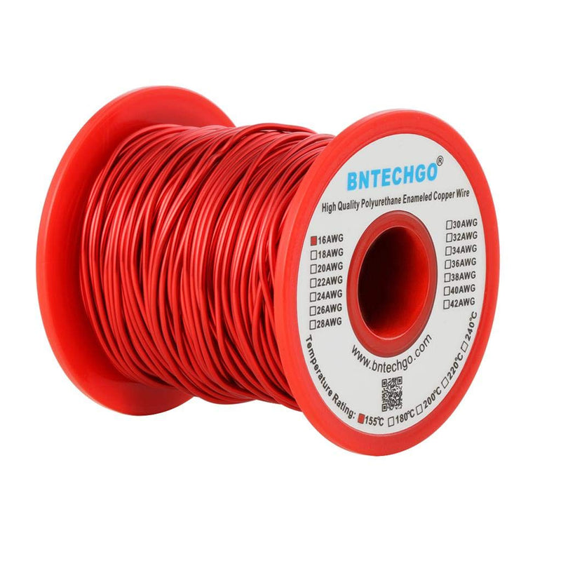 [Australia - AusPower] - BNTECHGO 16 AWG Magnet Wire - Enameled Copper Wire - Enameled Magnet Winding Wire - 1.0 lb - 0.0492" Diameter 1 Spool Coil Red Temperature Rating 155℃ Widely Used for Transformers Inductors 16 gauge enameled magnet wire 1 lb red 1 lb 