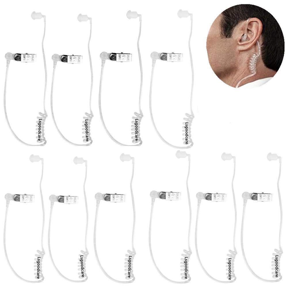 [Australia - AusPower] - Replacement Coil Tube,Lsgoodcare Acoustic Air Tube Audio Tube with Earbuds Compatible for Motorola Kenwood Icom Midland Two Way Radio Walkie Talkie Ear Piece, Clear White (10Pack) 10Pack 