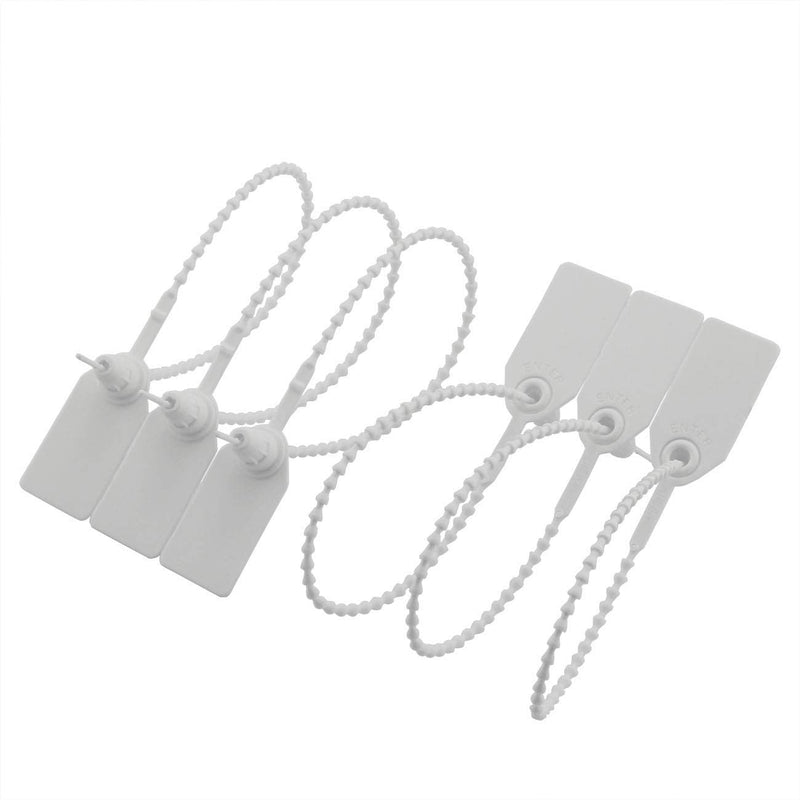 [Australia - AusPower] - PZRT 50pcs Plastic High Security Seal With Metal Insert Adjustable Self-Locking Pull Tight Cable Ties Tags Disposable Wire Padlock for Cargo Container Seal Lock White 
