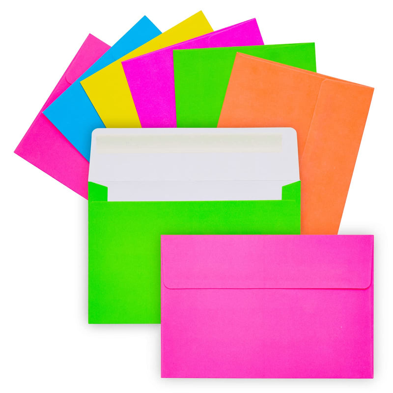 [Australia - AusPower] - 112 Pack Colorful Neon A4 Envelopes with Square Flap, Bulk for Invitations, Birthdays, Baby Showers, Greeting Cards (4x6 In) 