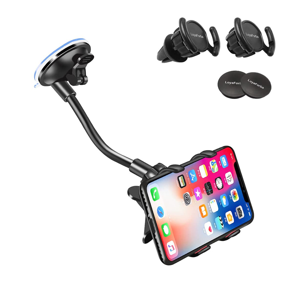 [Australia - AusPower] - Car Phone Mount, LoyaForba Universal Phone Holder for Car Cell Phone, 360 Degrees Dashboard Desk Wall Bracket for GPS Navigation and Any Smartphone 