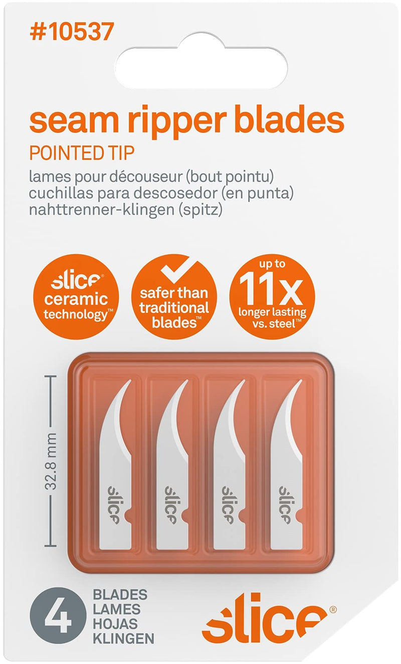 [Australia - AusPower] - Slice Safety, Never Rusts Finger-Friendly Blade Lasts up to 11x Longer Than Steel, Pointed Tip, Fits in Seam Rippers and Craft Handles, 4 Pack 4 Pack Blades 