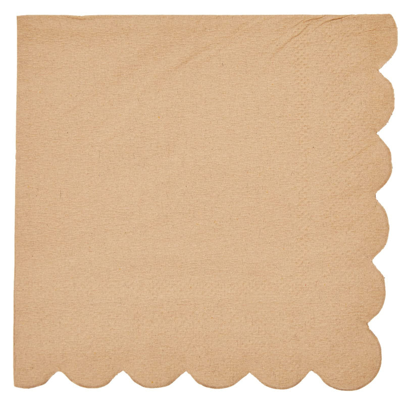 [Australia - AusPower] - Paper Cocktail Napkins, Scalloped Edge for Party (5x5 In, Kraft Brown, 100 Pack) 