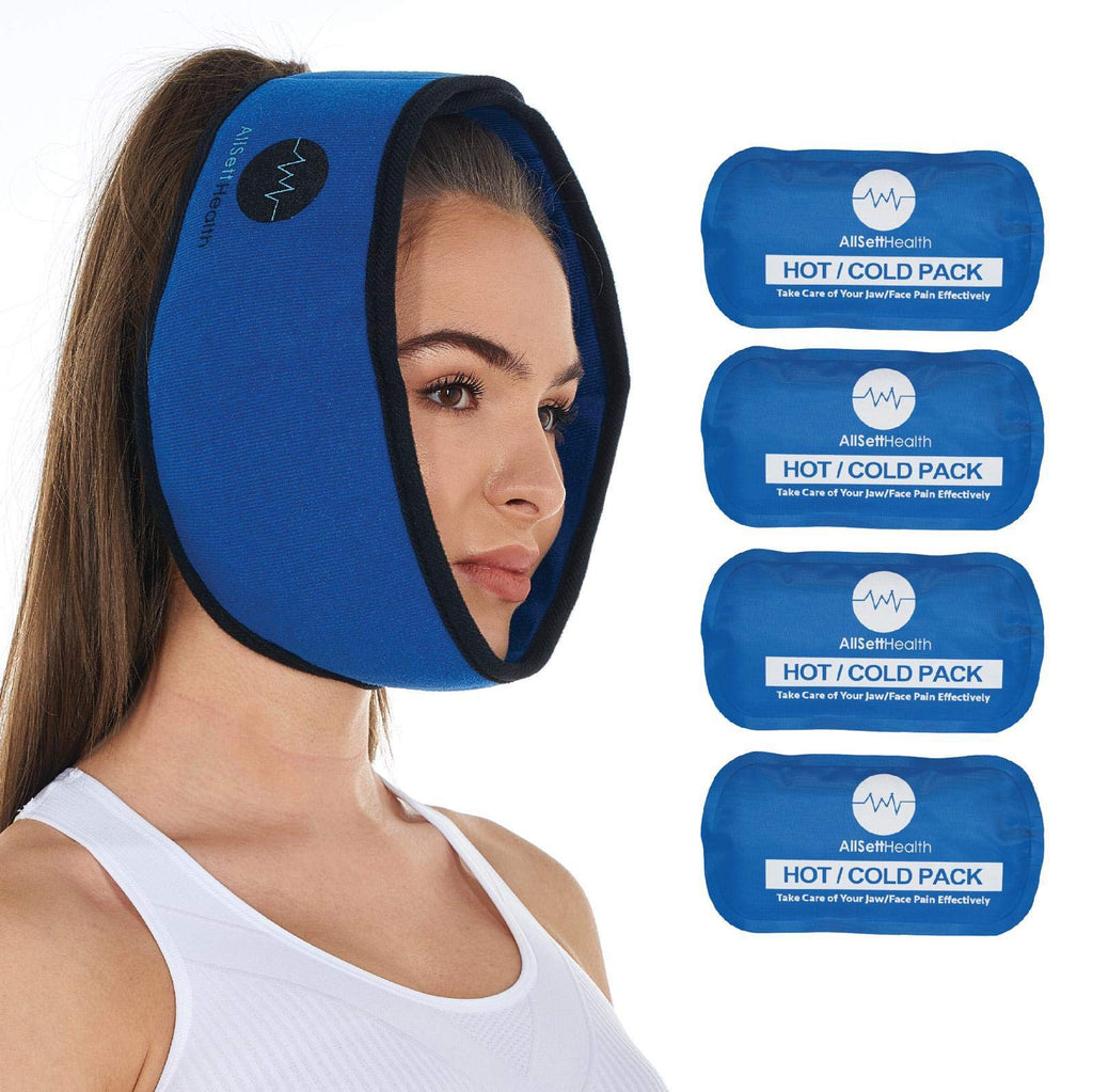 [Australia - AusPower] - Face Ice Pack for Wisdom Teeth, Jaw, Head and Chin, 4 Reusable Hot or Cold Gel Packs, Relief for Mouth, or Oral Pain, Facial Surgery, TMJ Pain Relief 