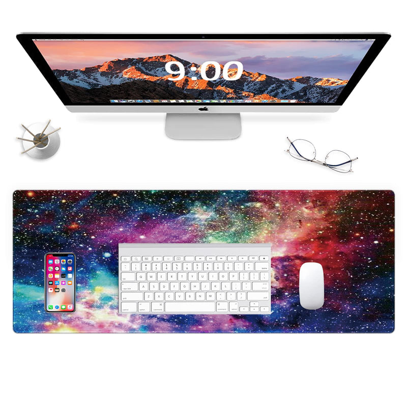 [Australia - AusPower] - ZYCCW Large Gaming Mouse Pad, Oversized Extended Mat Desk Pad Keyboard Pad (31.5"x11.8"x0.15") Thick Non-Slip Rubber Stitched Edges(Space Galaxy Nebula)… 