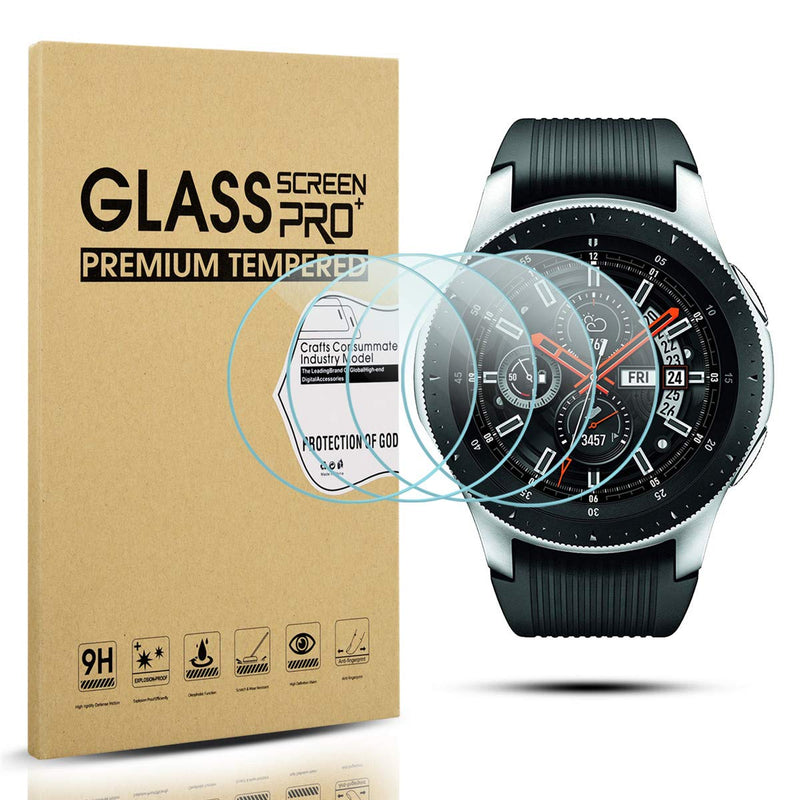 [Australia - AusPower] - Diruite 4-Pack for Samsung Galaxy Watch 46mm (2018) / Gear S3 Screen Protector Tempered Glass, [2.5D 9H Hardness] [Anti-Scratch] (DO NOT Fit for Galaxy Watch 4 Classic 46mm) 