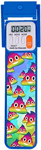 [Australia - AusPower] - Mark-My-Time 3D Rainbow Poop Emoji Digital LED Book Light Digital Bookmark Reading Timer - Blue 
