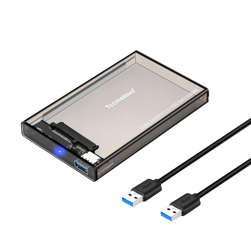 [Australia - AusPower] - Tccmebius External Hard Drive Enclosure Adapter USB 3.0 to SATA HDD Case Housing for 2.5 Inch 9.5mm 7mm SATA III HDD SSD Up to 2TB, Tool-Free, Support UASP & Automatic Sleep Function (TCC-S9) 