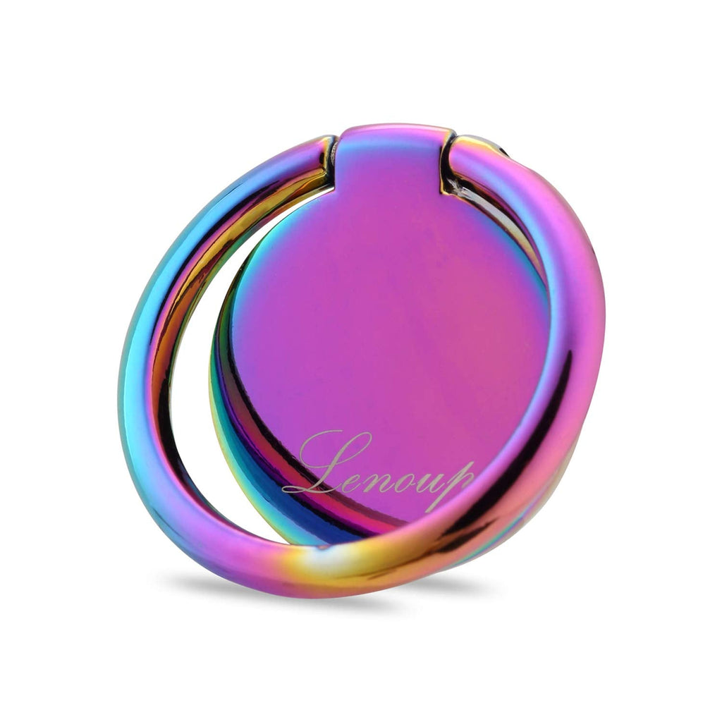 [Australia - AusPower] - lenoup Rainbow Cell Phone Ring Stand Holder,Purple Multicolor Ring Grip Kickstand,360 Rotation Metal Finger Ring for Almost All Phones,Pad 