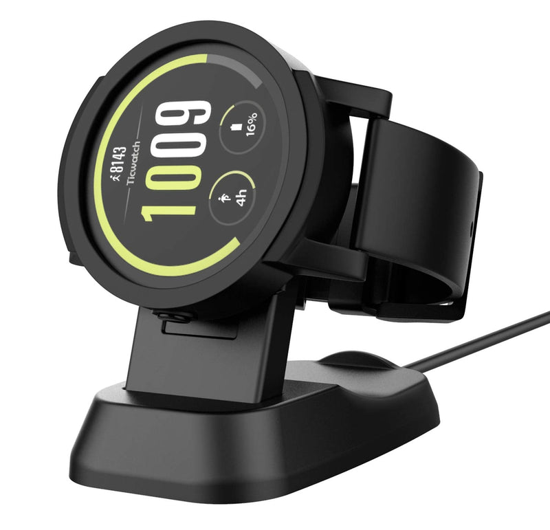 [Australia - AusPower] - MoKo Charger Dock Compatible with Ticwatch S/E, Portable Replacement Charging Stand Adapter Station Cradle Holder with USB Cable for Ticwatch S/Ticwatch E Watch, Black 