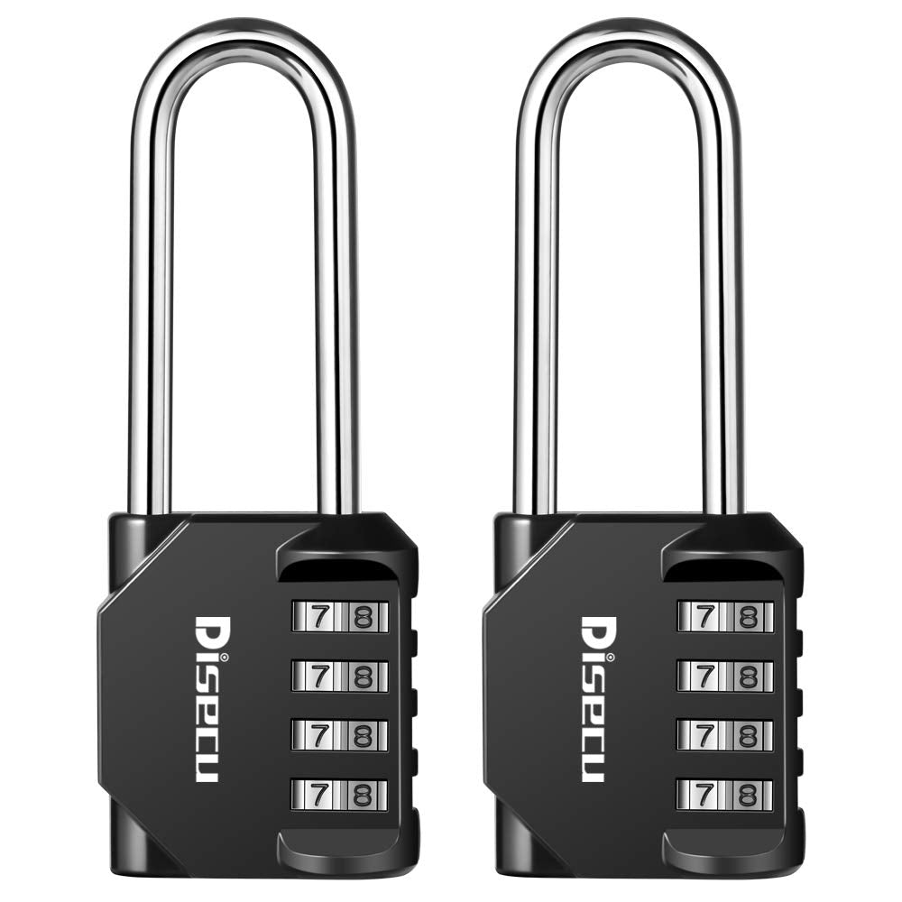 [Australia - AusPower] - Disecu 2.5 Inch Long Shackle Combination Lock 4 Digit Outdoor Waterproof Padlock for School Locker, Gym Locker, Hasp Cabinet, Gate, Fence, Toolbox (Black, 2 Pack) Black 