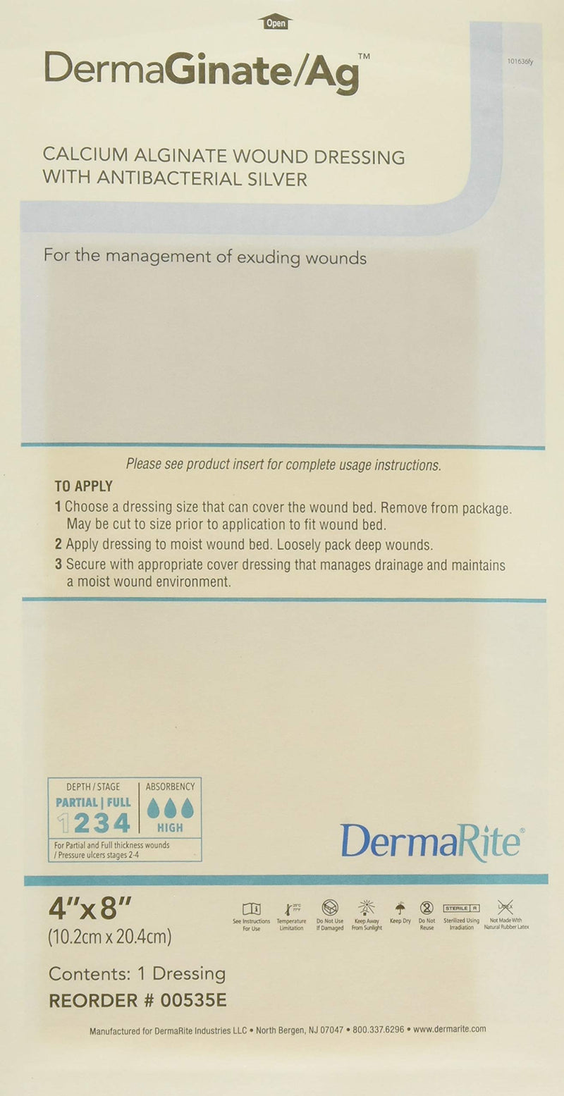 [Australia - AusPower] - Dermarite Industries Deracinate Ag Silver Alginate, 4 X 8, 5 Count 