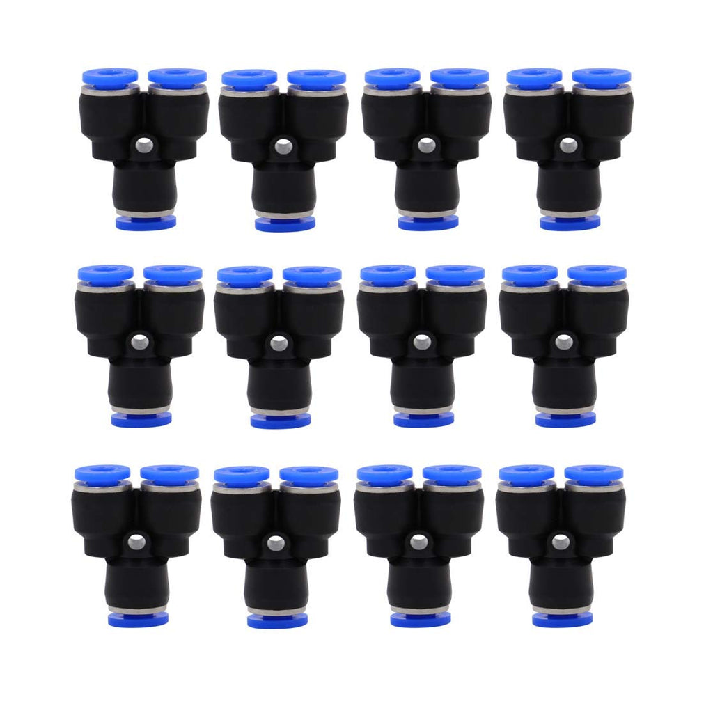 [Australia - AusPower] - Pneumatic Tube Fitting,6mm to 6mm to 6mm Plastic Push to Connect Fittings, 6mm Tube Y Type Connect, Push Fit Fittings Pipe Tube Fittings Pack of 12. 