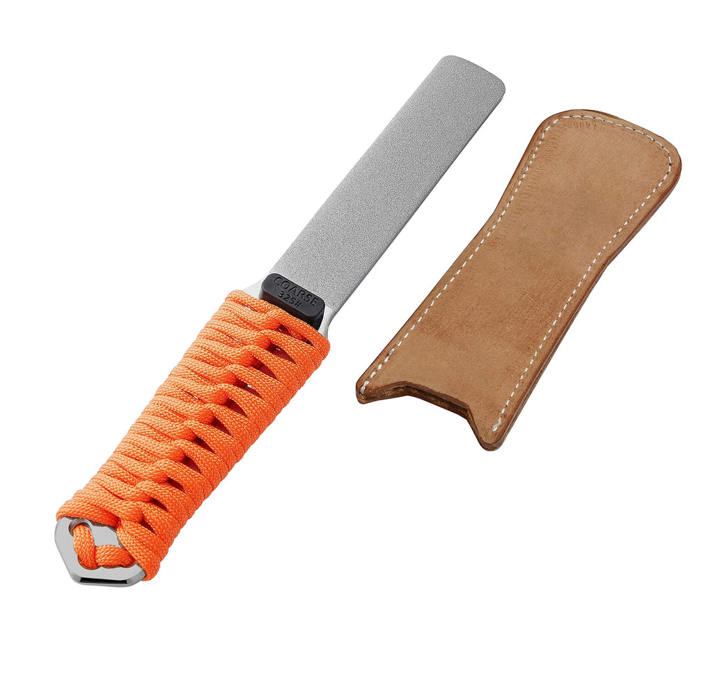 [Australia - AusPower] - SHARPAL 181N Dual-Grit Diamond Sharpening Stone File with Leather Strop, Tool Sharpener for Sharpening Knife, Axe, Hatchet, Lawn Mower Blade, Garden Shears, Chisels, Spade, Drills and All Blade Edge 