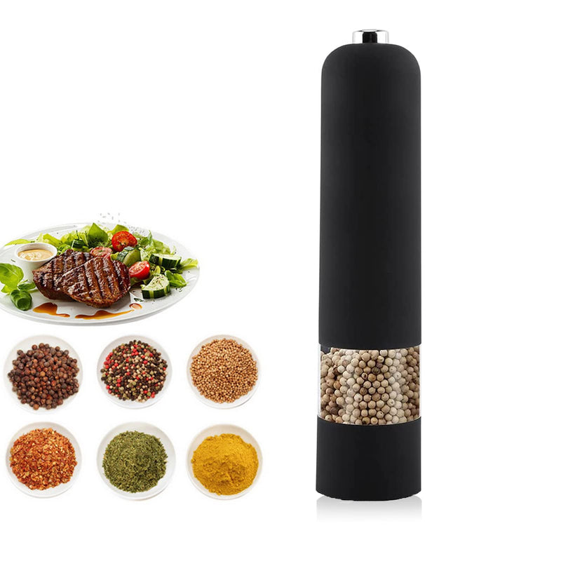 [Australia - AusPower] - Electric Salt and Pepper Grinder, Black Stainless Steel Pepper Mill Grinder with Adjustable Coarseness, Herb Spice Grinder Muller Shaker Kitchen Tools 