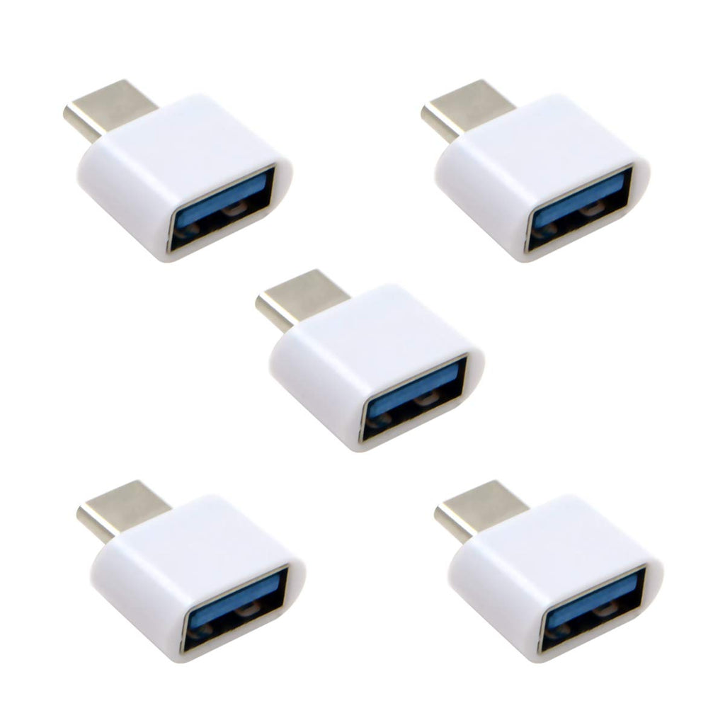 [Australia - AusPower] - Xiwai 5pcs Type-C USB-C to USB 2.0 OTG Adapter for Cell Phone Tablet & USB Cable & Flash Disk & Mouse & Laptop (White) white 