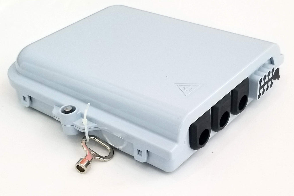 [Australia - AusPower] - BUD Industries FBR-11608 12 Core Fiber Optic Distribution Box 7.73" L x 6.8" W x 1.95" H, White 