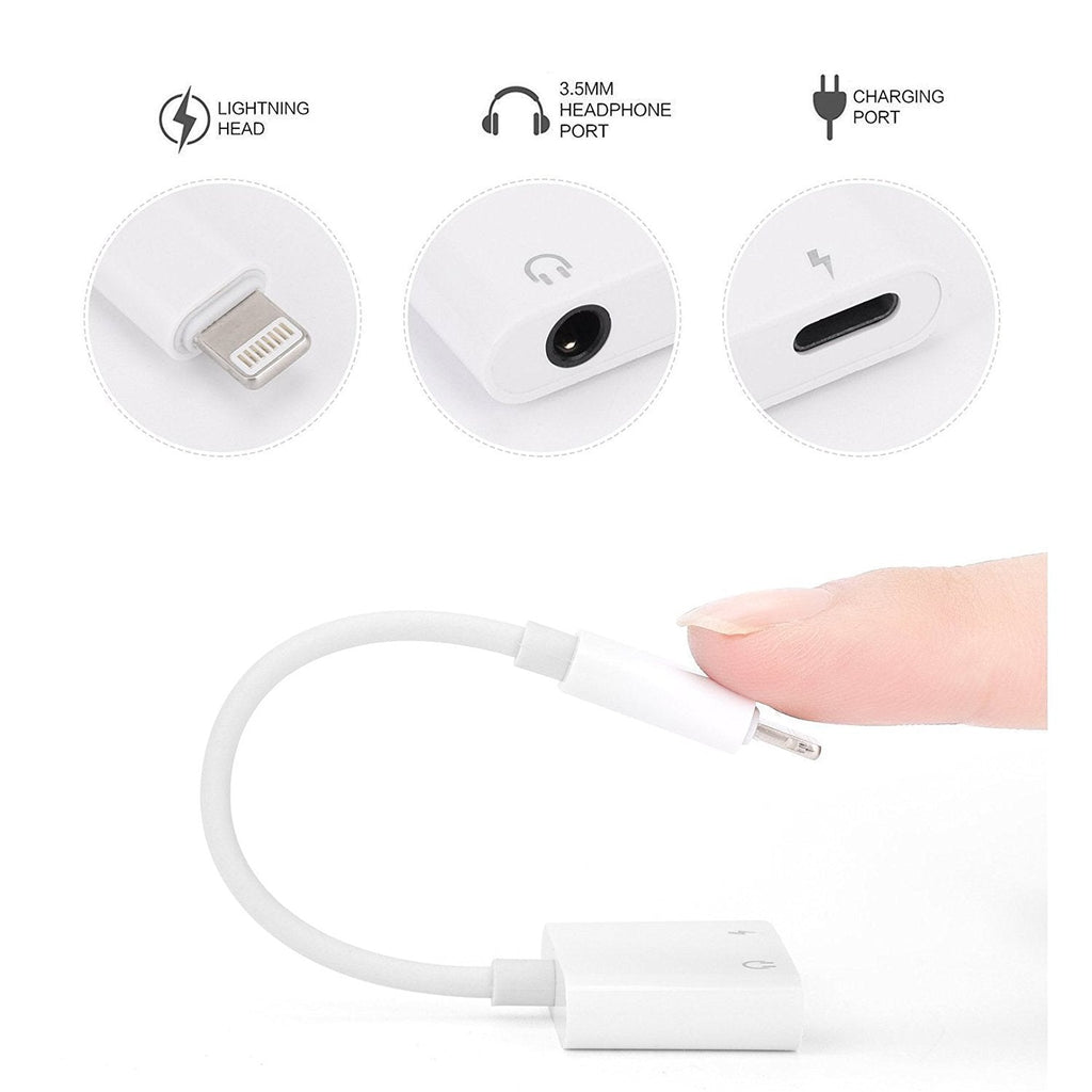 [Australia - AusPower] - Compatible for Dual Lighting Headphone Audio Adapter Replacement for iPhone 7/7Plus iPhone 8/8Plus X Earphone Lighting Jack Adaptor Splitter [ Charge & Call & Wire Control ] Support iOS 11 System 