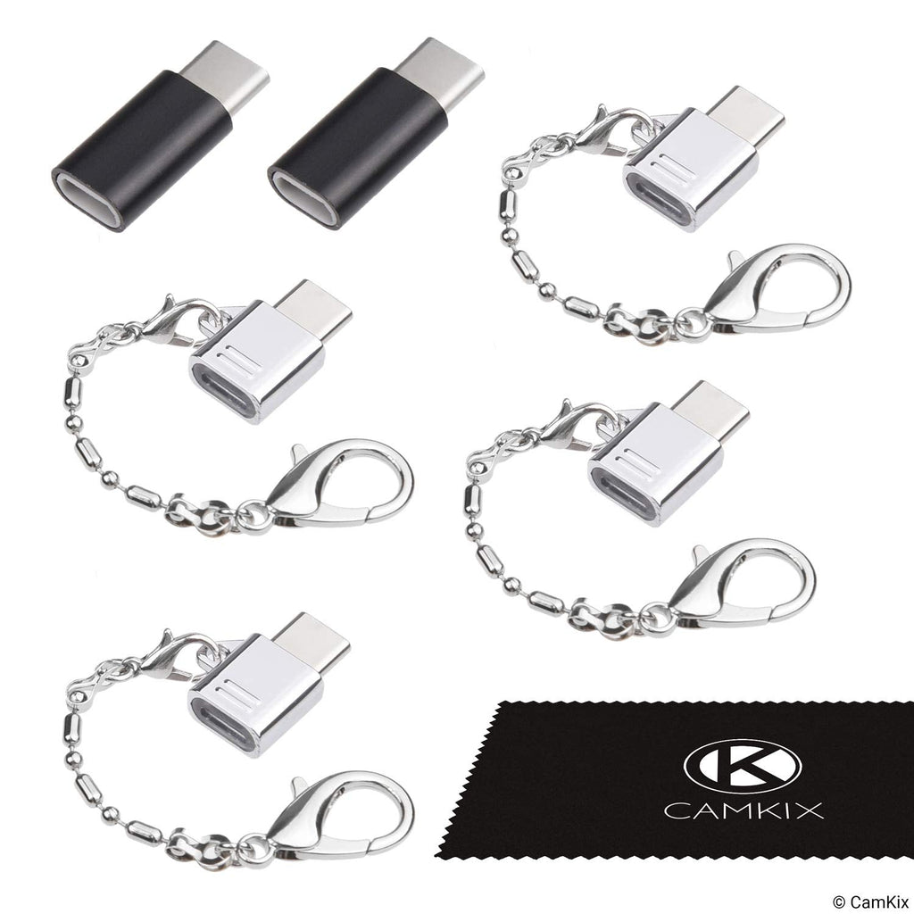 [Australia - AusPower] - Micro USB to USB C Adapter (4X Compact with Key Chain + 2X Normal) - Allows Charging and Data Transfer for Your USB C Device - Simply Connect Your Micro USB Charging/Data Cable to The USB C Adapter 6 Pack - 4x Keychain Adapter + 2x Normal Adapter 