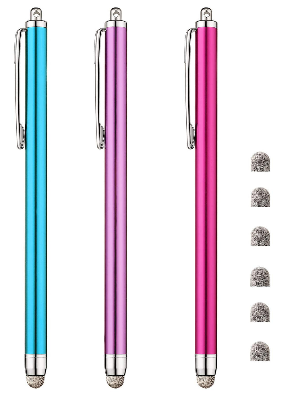 [Australia - AusPower] - Stylus Pens for Touch Screens with Thin Fiber Tips (Pink/Purple/Aqua Blue) Pink/Purple/Aqua Blue 