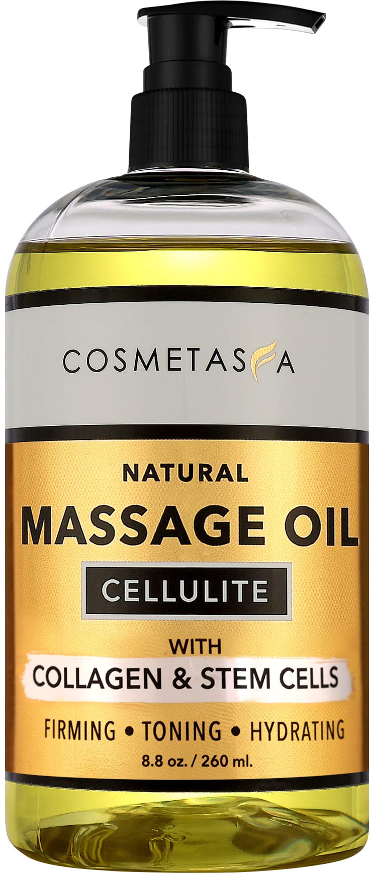[Australia - AusPower] - Cellulite Massage Oil with Collagen & Stem Cells- 100% Natural Cellulite Treatment, Assists with Firming, Toning & Moisturizes Skin 8.8 by Cosmetasa 8.8 Fl Oz (Pack of 1) 