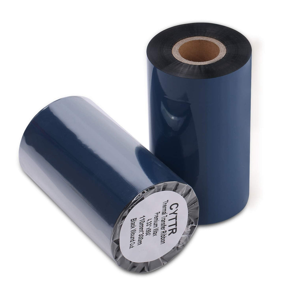 [Australia - AusPower] - CYTTR Thermal Transfer Ribbon - Premium Resin-Enhanced Wax - 4.33" x 984" (110mmx300mm) 1 Inch core Ink Outside Compatible for Zebra Datamax Sato TT Printers (1 Roll) 