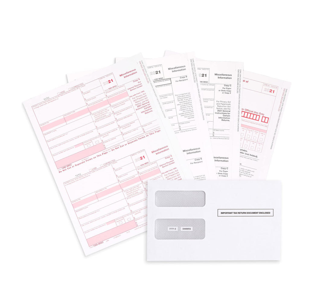 [Australia - AusPower] - 1099 MISC Forms 2021, 4 Part Tax Forms Kit, 25 Vendor Kit of Laser Forms, Compatible with QuickBooks and Accounting Software, 25 Self Seal Envelopes Included 