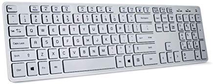 [Australia - AusPower] - BFRIENDit Wireless Keyboard Ultra - Quiet Chocolate Keys 2.4GHz Connection Slim Wireless Computer Keyboard for Windows 10/8/7/Vista, Microsoft & PC, Smart TV, RF1430K - White 