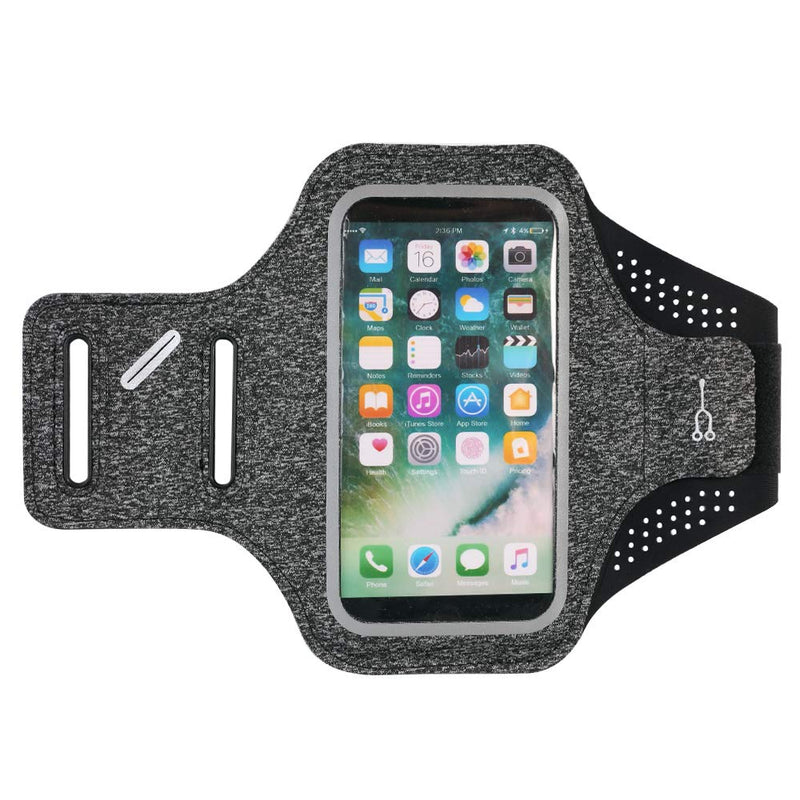 [Australia - AusPower] - Sports Running Armband w/Key Holder & Reflective Band Compatible for Apple iPhone Xs Max/XR / 8 7 Plus/LG V40 ThinQ/Stylo 4 / Motorola Z3 Play / G6 / BlackBerry KEY2 / Motion (Dark Grey) Dark Grey 