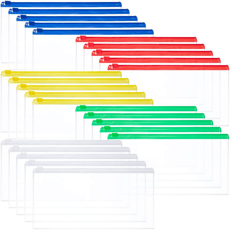 [Australia - AusPower] - 50 Pieces Zip Plastic Envelopes File Bag Bill Bag Pencil Case Letter Size (5 Colors) 