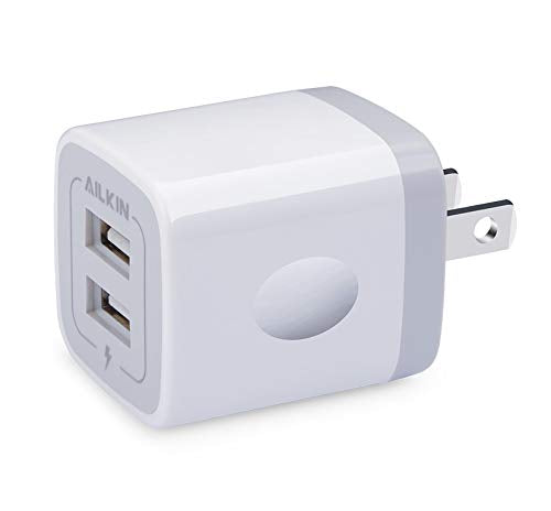 [Australia - AusPower] - USB Wall Charger, Charger Block, Ailkin 2.1A Multiport Fast Charge Power Brick Cube Replacement for iPad, iPhone, iPod, Samsung Galaxy, Huawei, HTC, LG, Nokia or Other Cell Phone Smart Devices White 