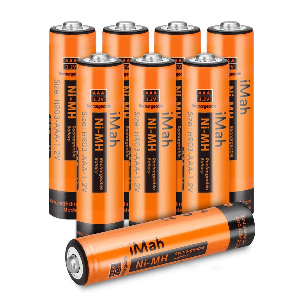 [Australia - AusPower] - iMah AAA Rechargeable Batteries, Also Compatible with Panasonic Cordless Phone Battery 1.2V 550mAh HHR-55AAABU and 750mAh HHR-75AAA/B, HHR-4DP KX-TGEA40B KX-TGE433B KX-TGE445B KX-TG7875S, Pack of 8 